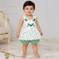 Baby Girls White Bunny Top & Green Striped Shorts Set