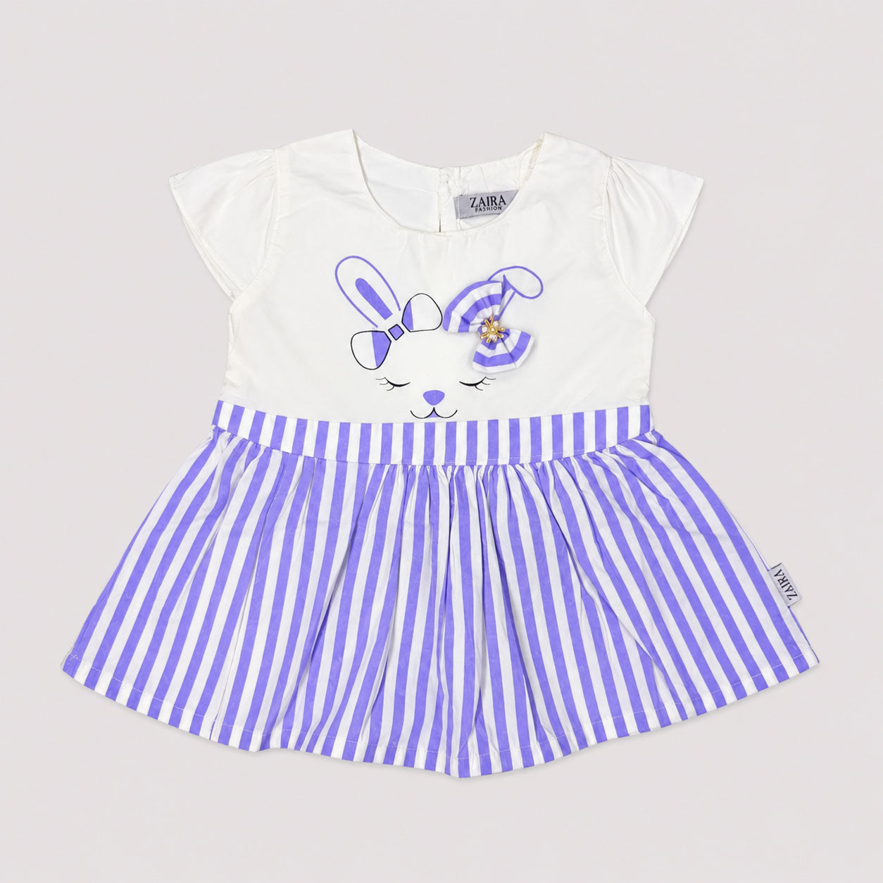 Baby Girls Purple Bunny Soft Cotton 2 Piece Summer Dress Set | Lamtar Kids