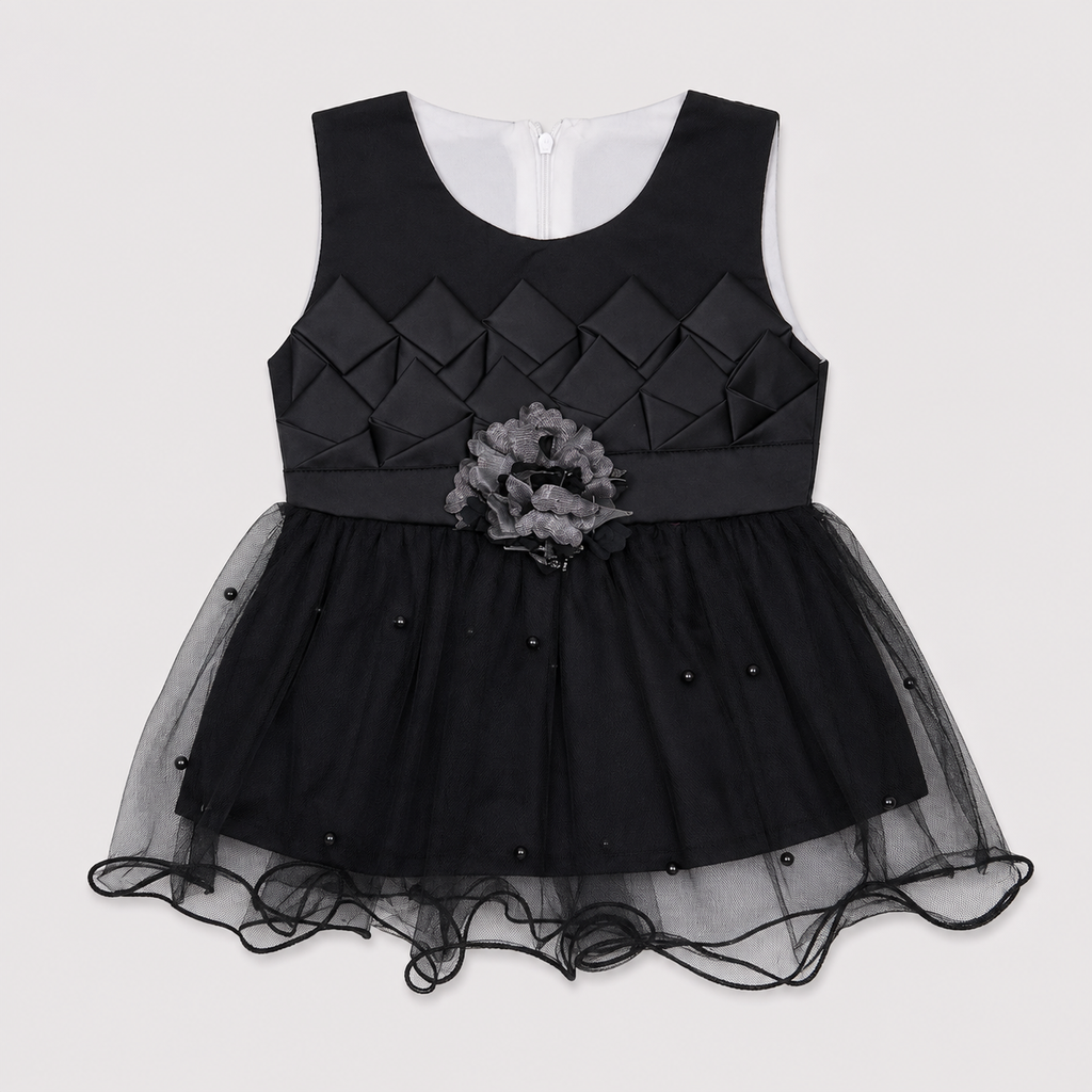 Baby Girls Fancy 3 Piece Dress Set with Trouser & Headband – Party Wear Frock | 3–9 Months